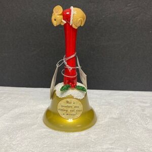 Christmas Bell Ornament Red Handle Mouse "Not‎ A Creature Was Stirring" NOS